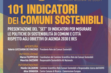 101 indicatori dei comuni sostenibili, oggi alle 16.30 il webinar della Rete dei Comuni Sostenibili