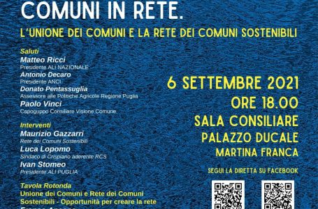 “Agenda 2030- Dieci Anni per trasformare l’Italia. Comuni in rete”. Convegno ALI Puglia il 6 settembre a Martina Franca