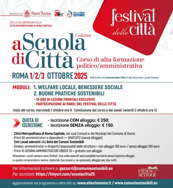 “A Scuola di Città”, ecco il programma della quinta edizione