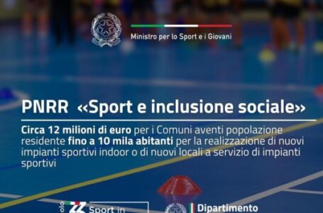 PNRR, “Sport e inclusione sociale”.  L’avviso per la misura M5C2, investimento 3.1. Candidature entro il 15 ottobre
